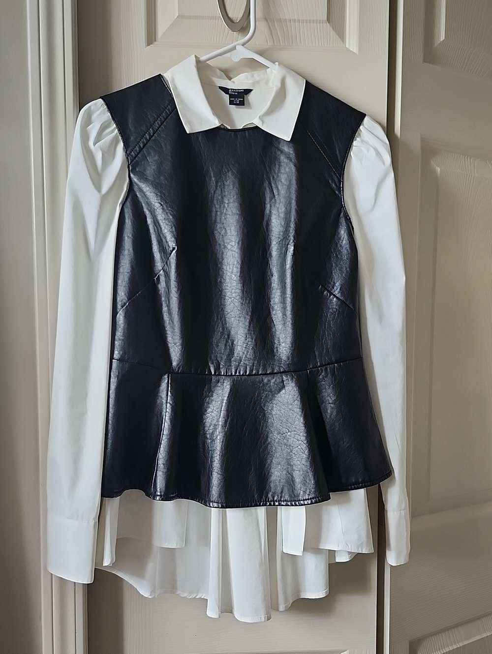 Faux Leather Peplum Top